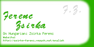 ferenc zsirka business card